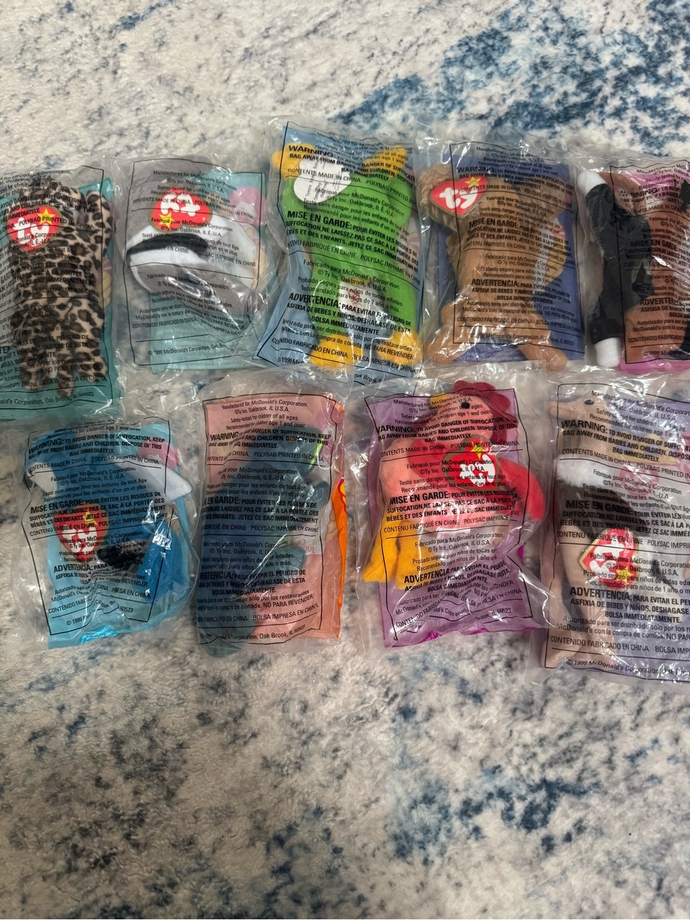9 1999 McDonalds Ty Beanie Babies Assorted Happy Meal Toys